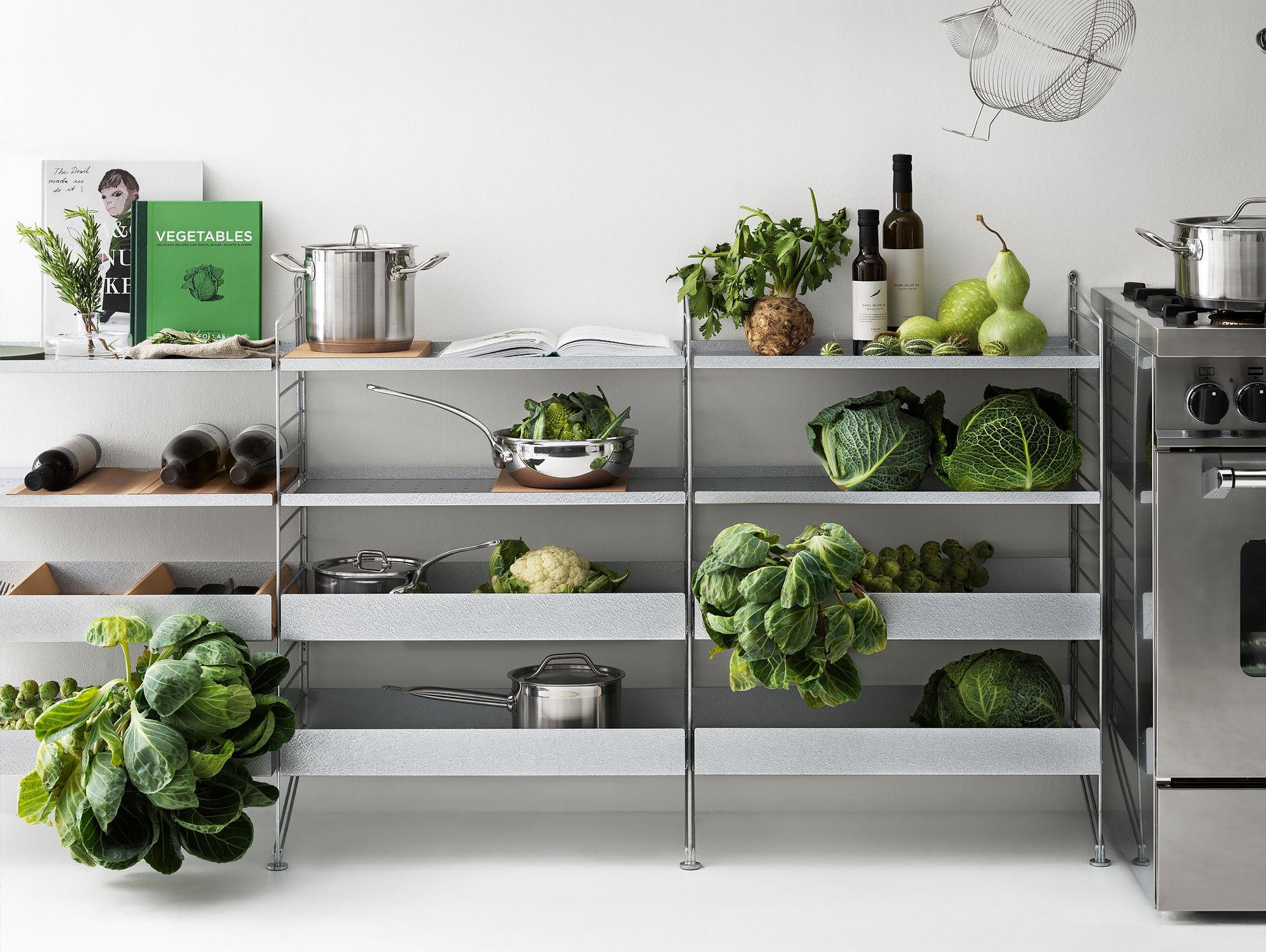 String Galvanised Outdoor Shelving - Kitchen arrangement