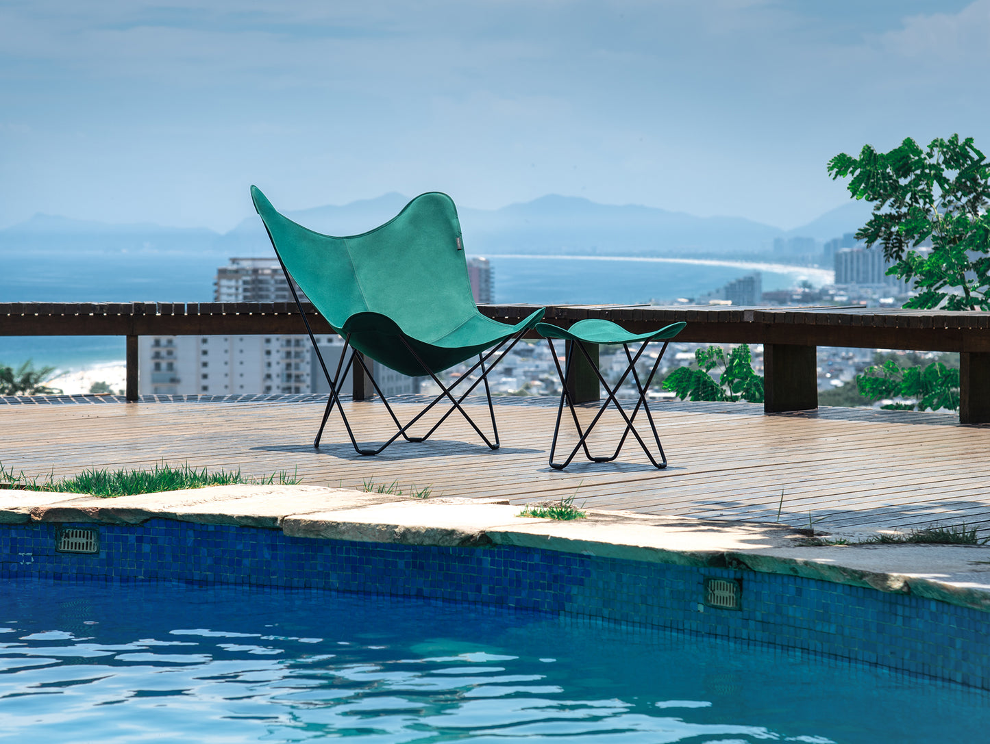 Sunshine Mariposa Butterfly Chair by Cuero - Zinc Coated Black Steel Frame / Forest Green Cover