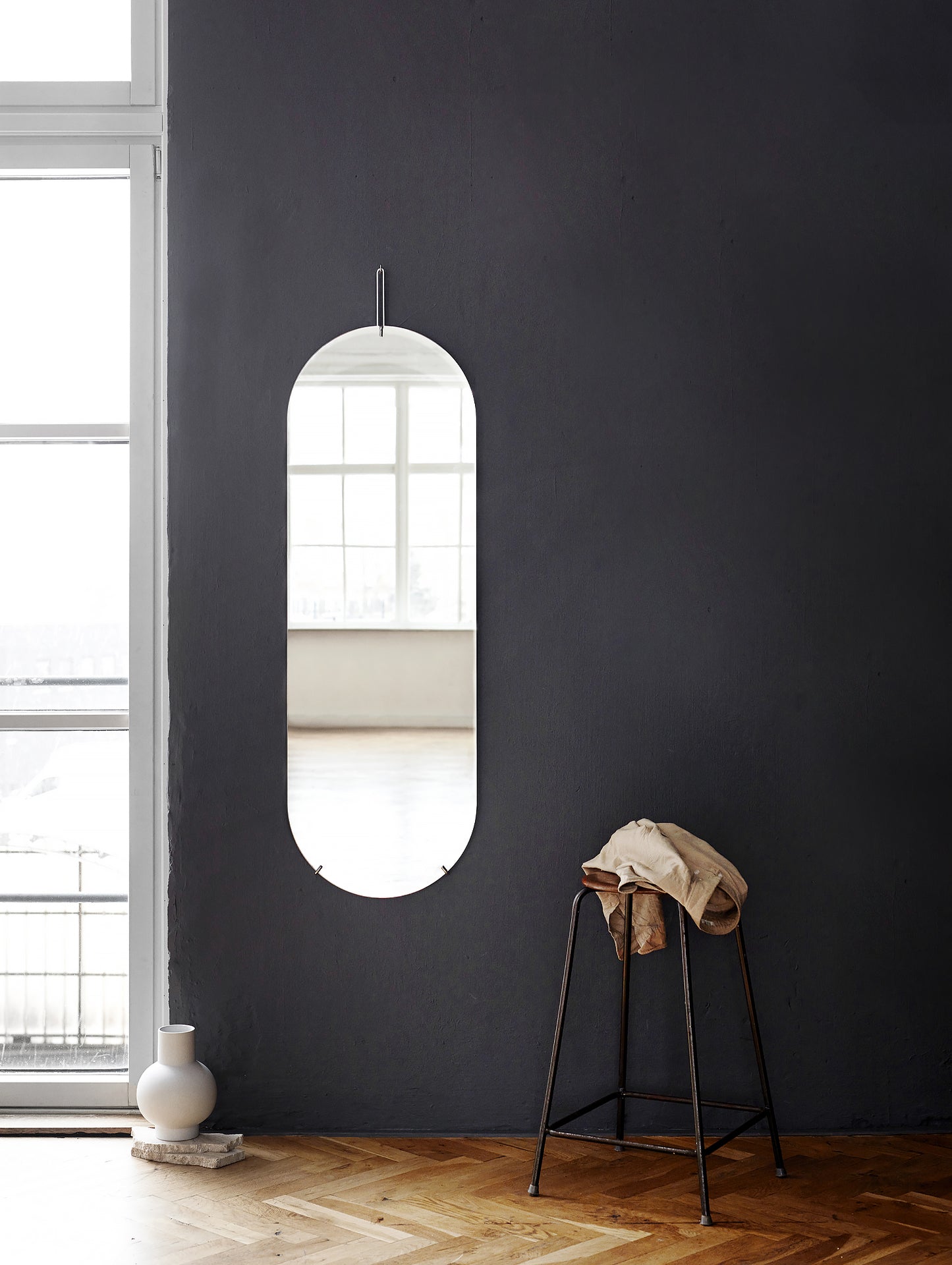 Moebe Tall Wall Mirror - Stainless Steel