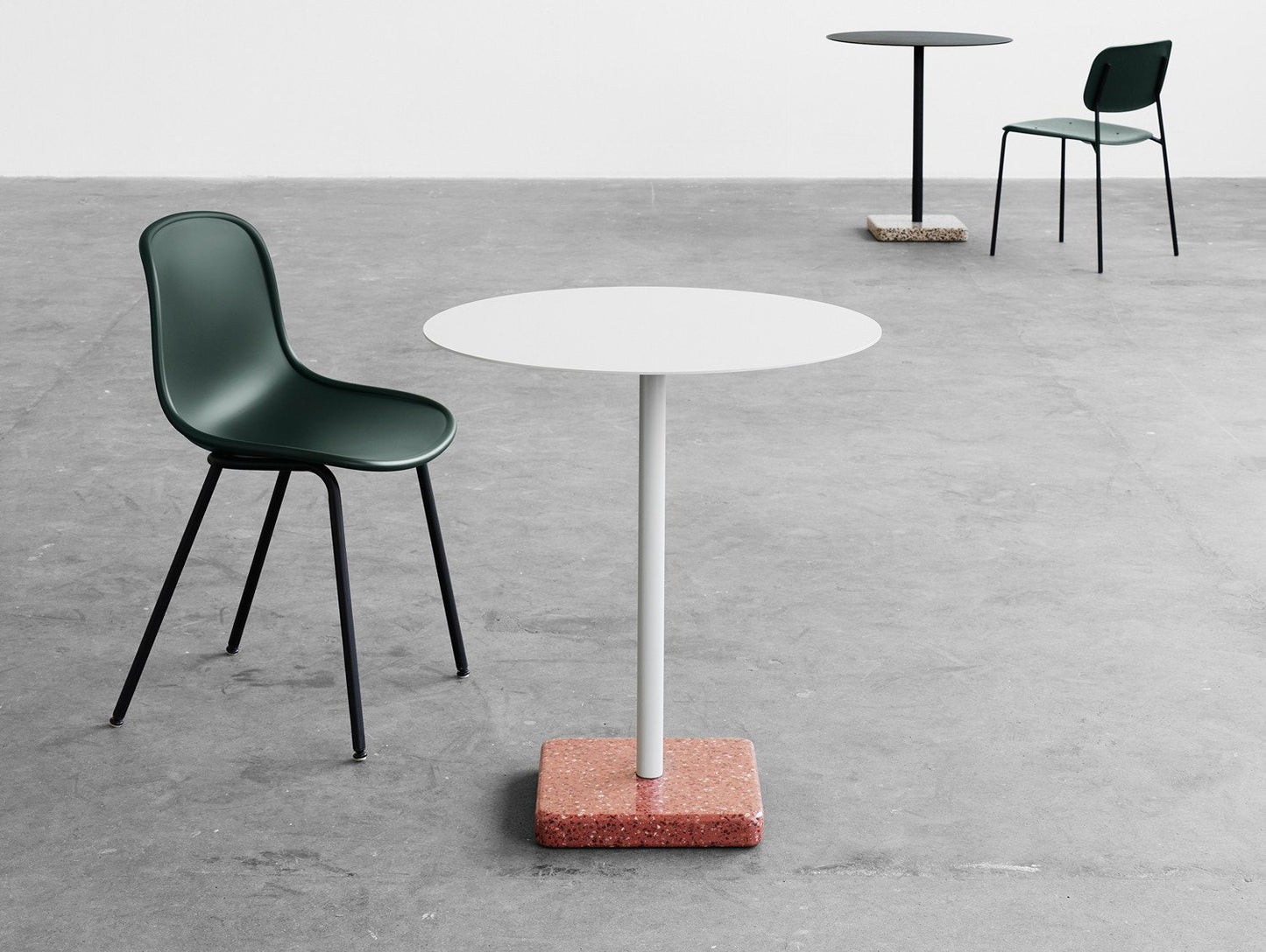 Terrazzo Table by HAY - Round Top / Sky Grey / Red Terrazzo