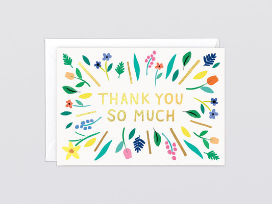'Thanks So Much Burst' Foiled Greetings Card by Wrap