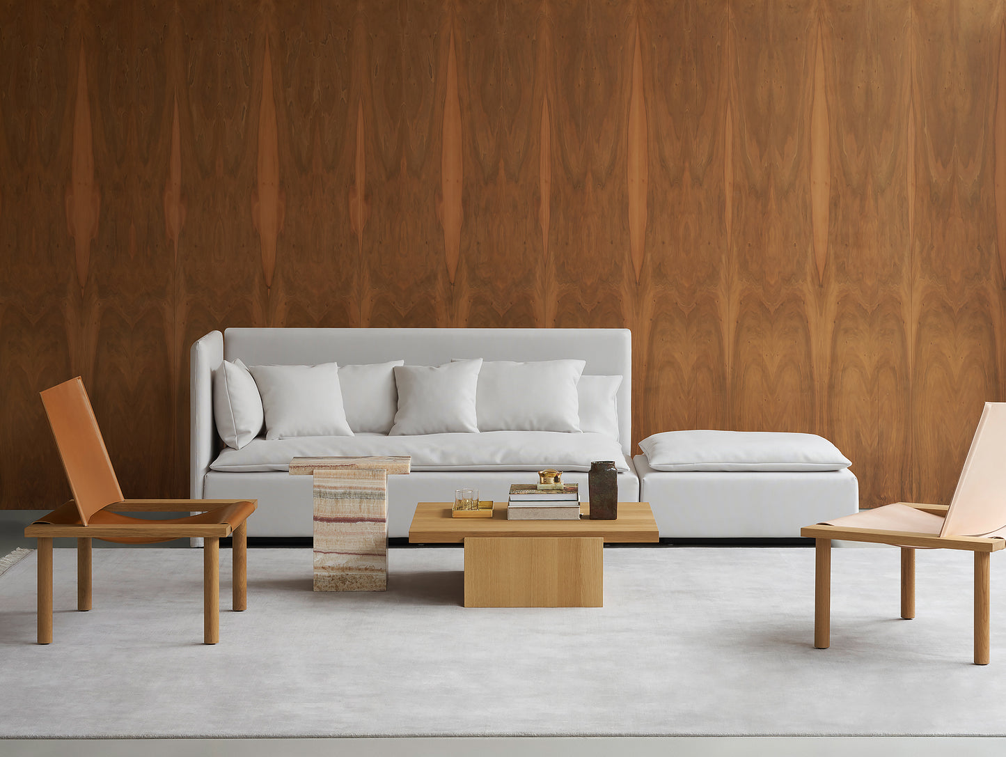 Tore Tables by e15 - Small Onyx Fantastico / Large Oiled Oak