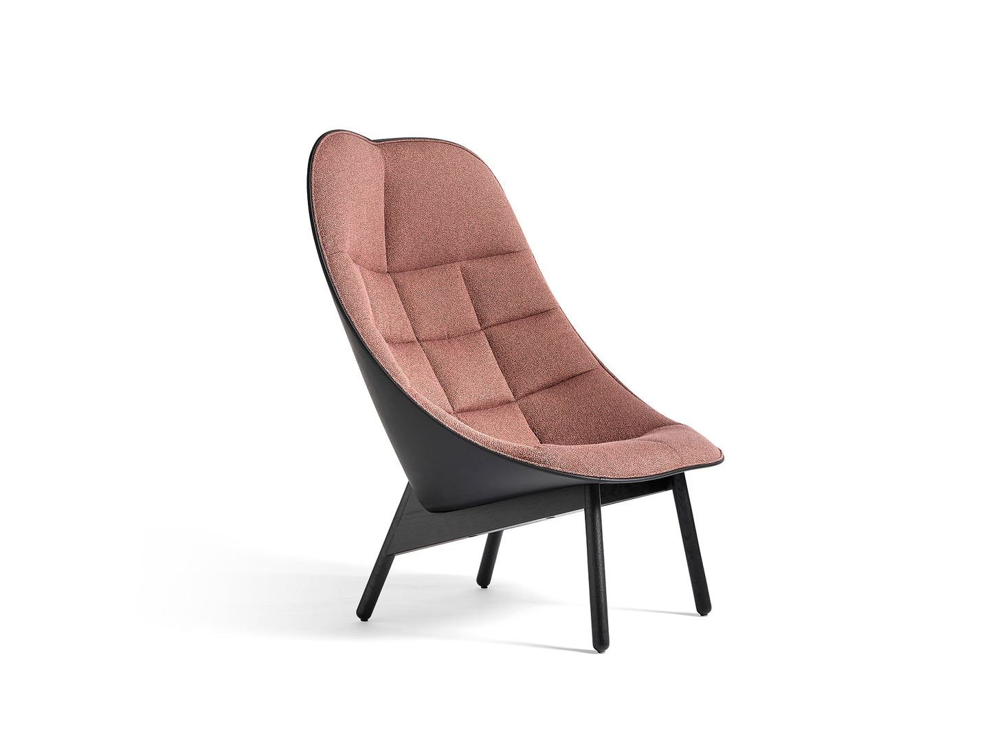 Uchiwa Quilted Lounge Chair / Olavi 12 Front / Black Sierra Leather Back / by HAY