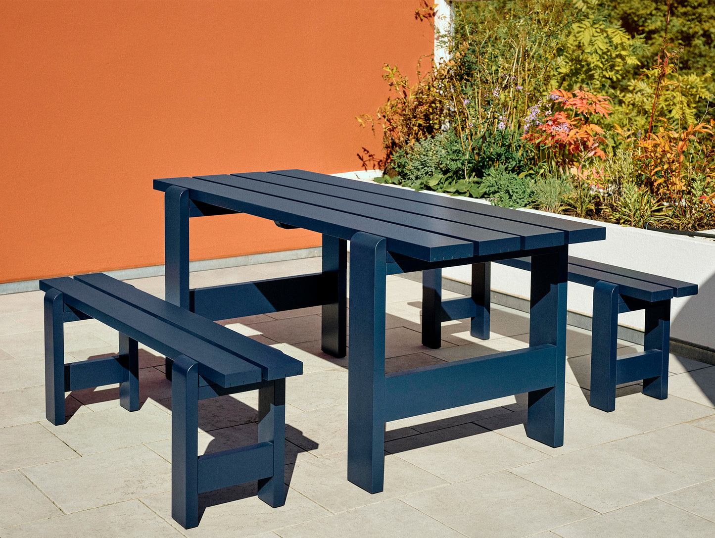 Weekday Bench by HAY - Length: 140 cm / Steel Blue Lacquered Pinewood