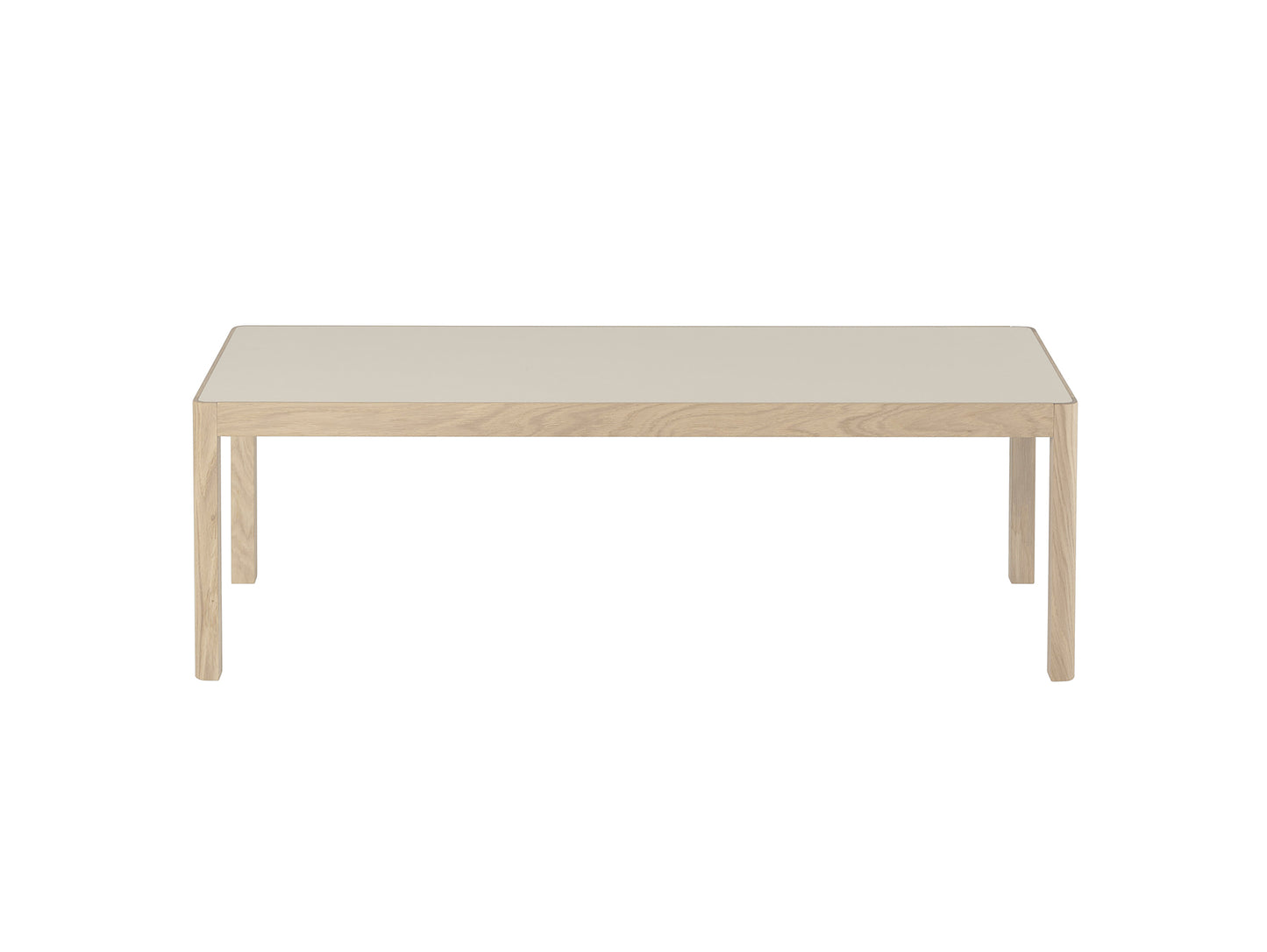 Workshop Coffee Table by Muuto - 120 x 43 cm / Warm Grey Linoleum Top with Lacquered Oak Base