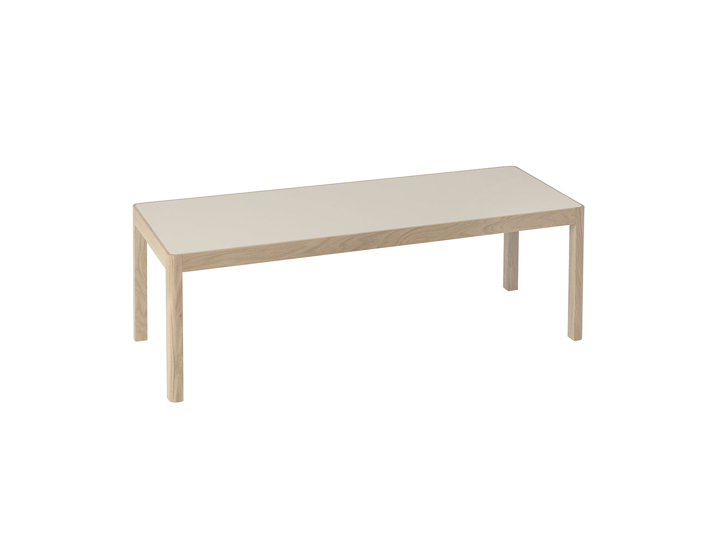 Workshop Coffee Table by Muuto - 120 x 43 cm / Warm Grey Linoleum Top with Lacquered Oak Base
