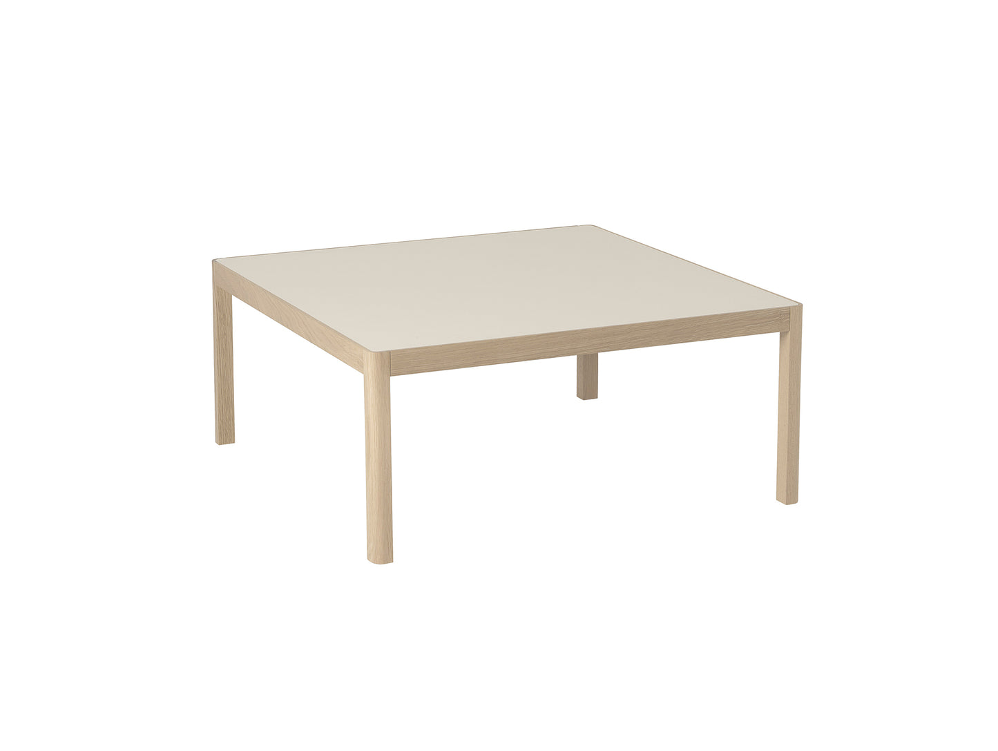 Workshop Coffee Table by Muuto - 86 x 86 cm / Warm Grey Linoleum Top with Lacquered Oak Base