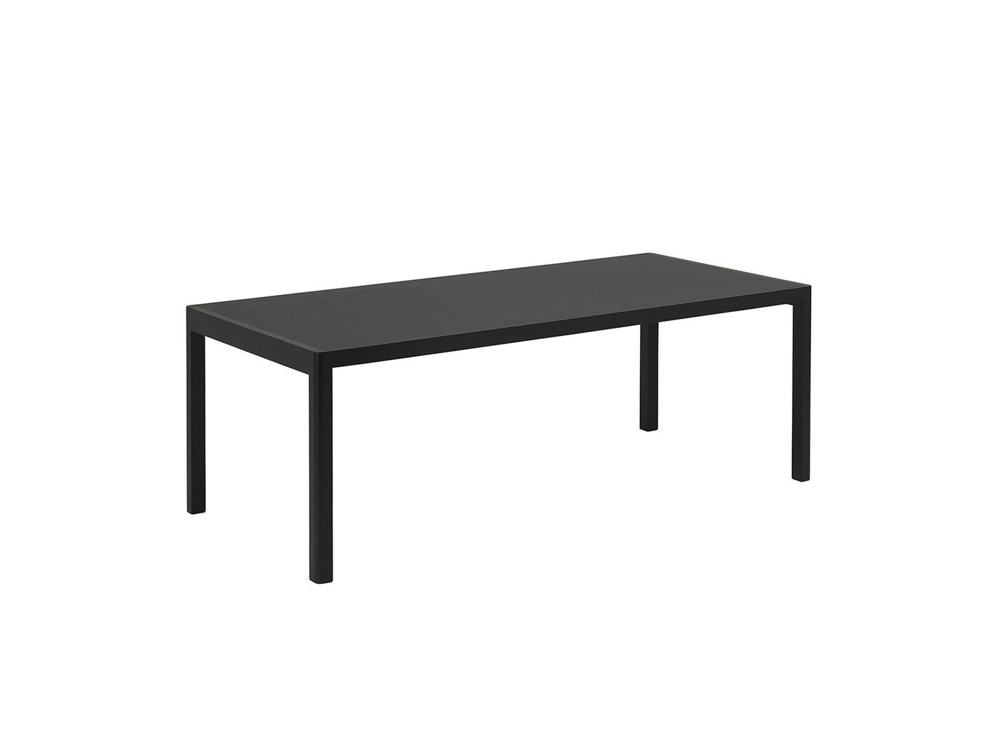 Workshop Table by Muuto - 200 x 92 cm / Black Linoleum Top / Black Lacquered Oak Base