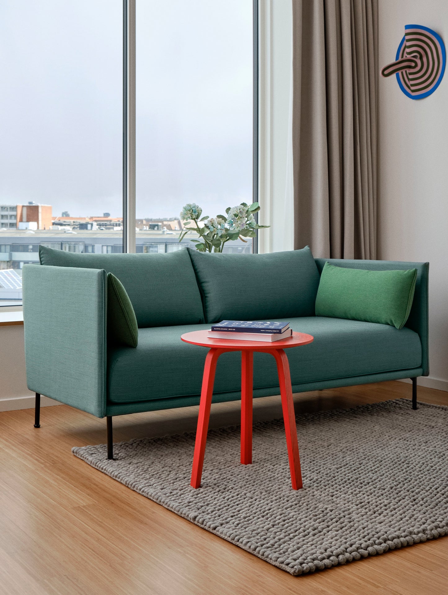 Silhouette Sofa - Surface by HAY 950, Black Painted Steel Base, Fabric Match Piping