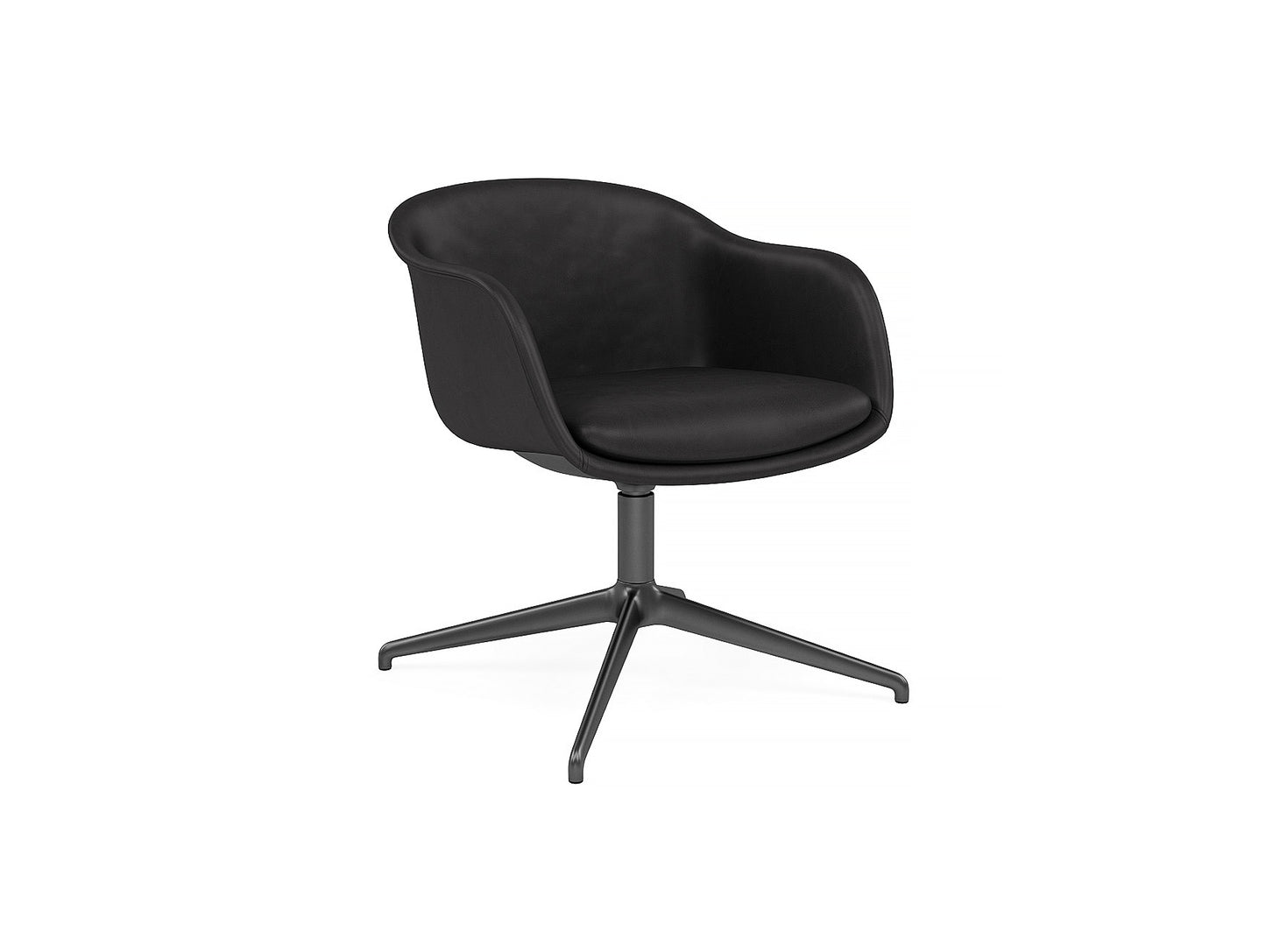 Fiber Conference Armchair with Swivel Base with Return by Muuto - black refine leather