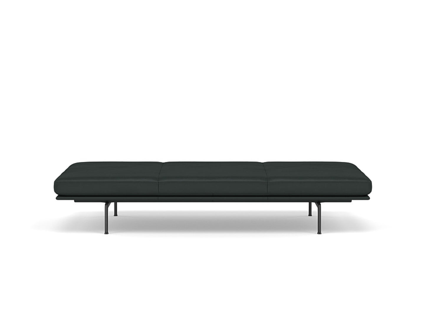 Outline Daybed - Black Aluminium Base / dark green silk leather