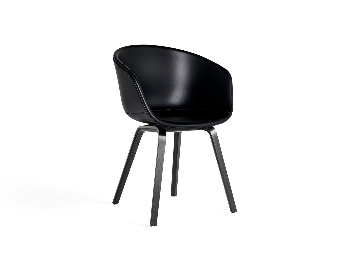 About A Chair AAC 23 by HAY - Black Silk Leather / Black Lacquered Oak Base