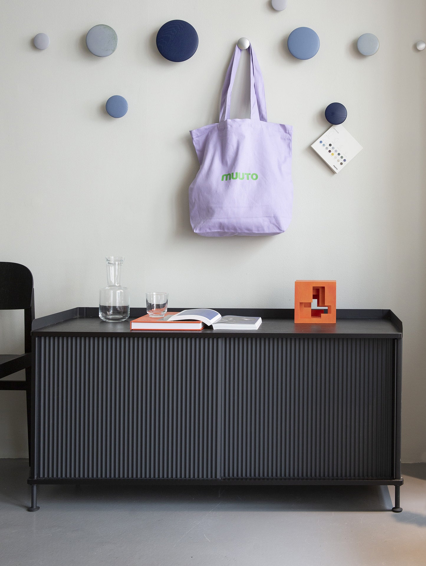 Enfold Sideboard by Muuto - Low / Black Lacquered Oak / Black Lacquered Steel