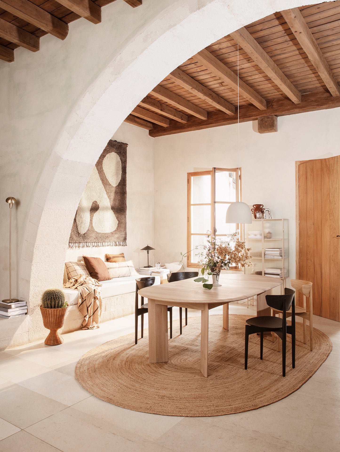 White Oiled Oak Bevel Extendable Table (117 cm - 167 cm) by Ferm Living