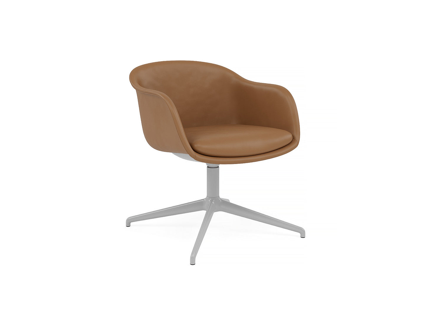 Fiber Conference Armchair with Swivel Base with Return by Muuto - cognac refine leather