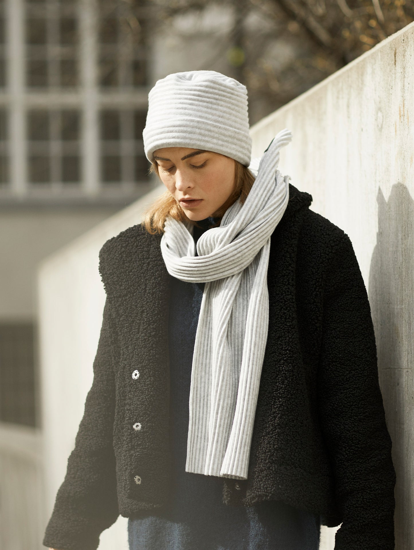 Pleece Short Scarf by Design House Stockholm - Light Grey