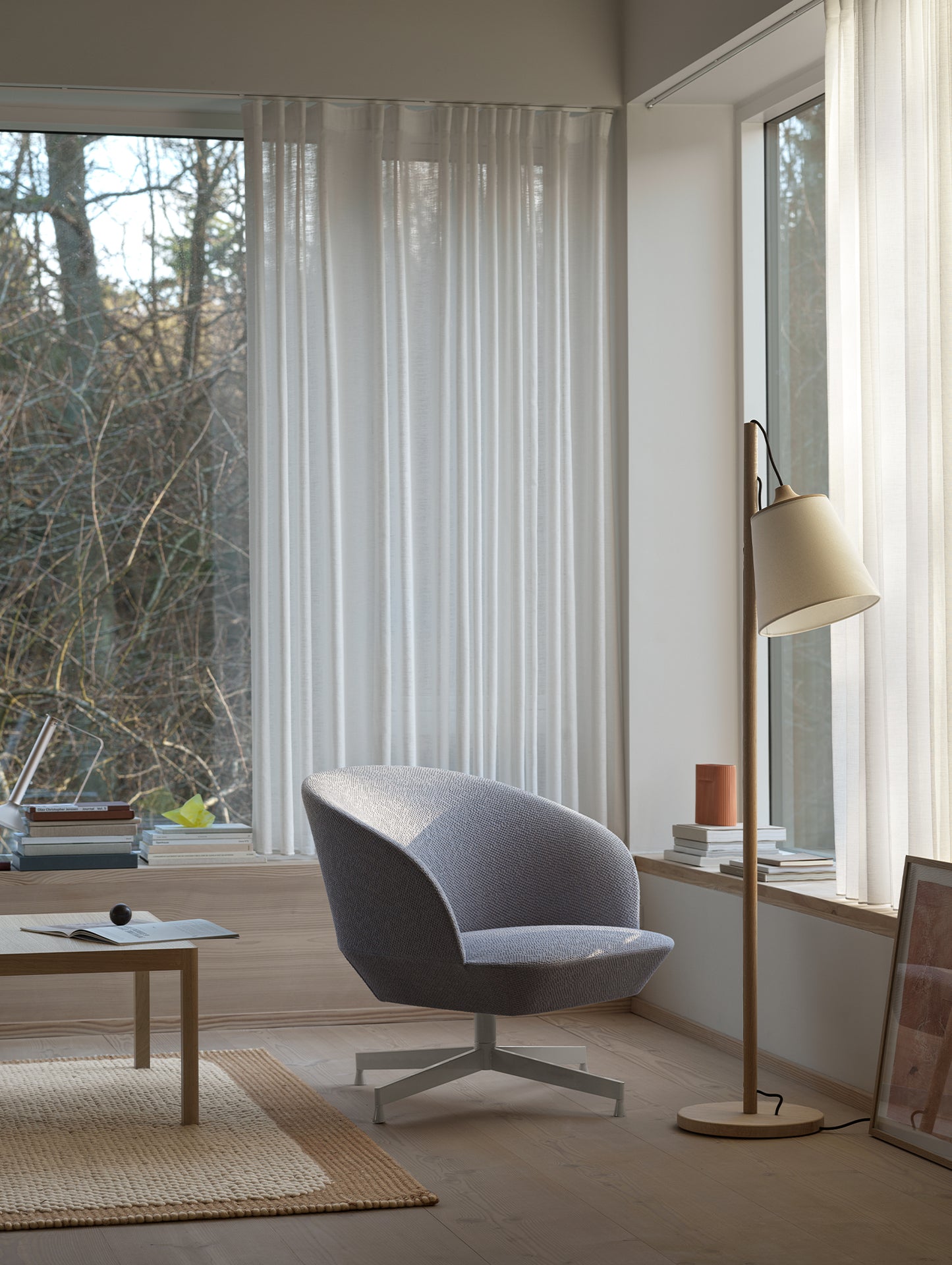 Oslo Lounge Chair - Swivel Base by Muuto - Grey Metal Base / Colline 737