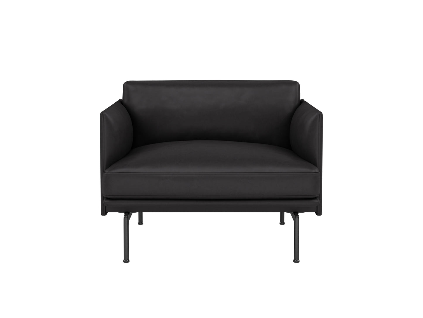 Outline Chair by Muuto - Black Painted Aluminium / Black Refine Leather