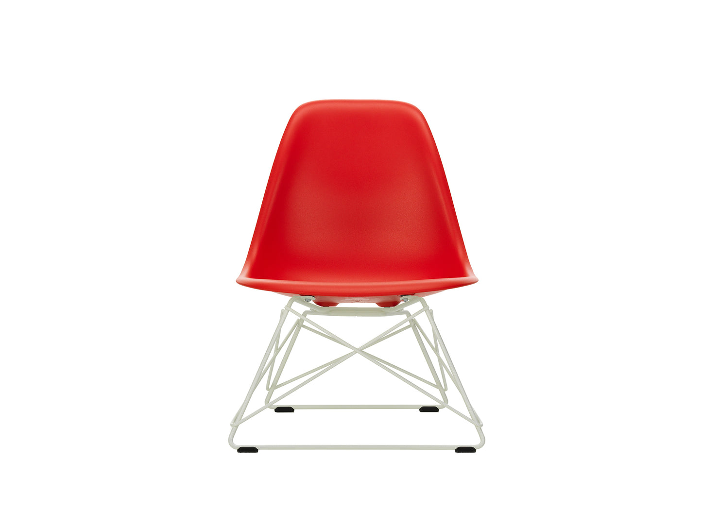 Eames LSR Plastic Side Chair by Vitra - Poppy Red / White Wire Base