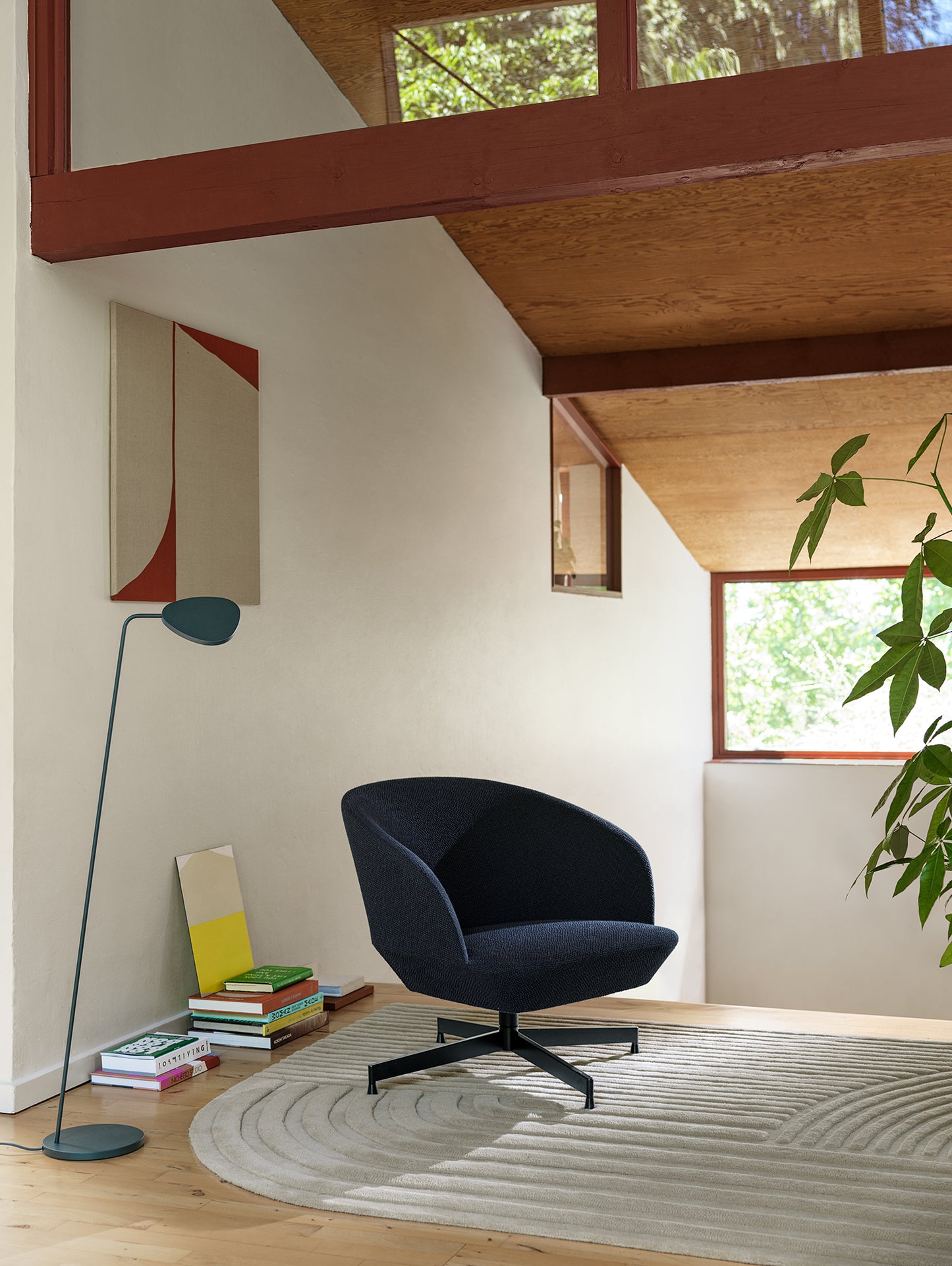 Oslo Lounge Chair - Swivel Base by Muuto - Black Metal Base / Colline 787