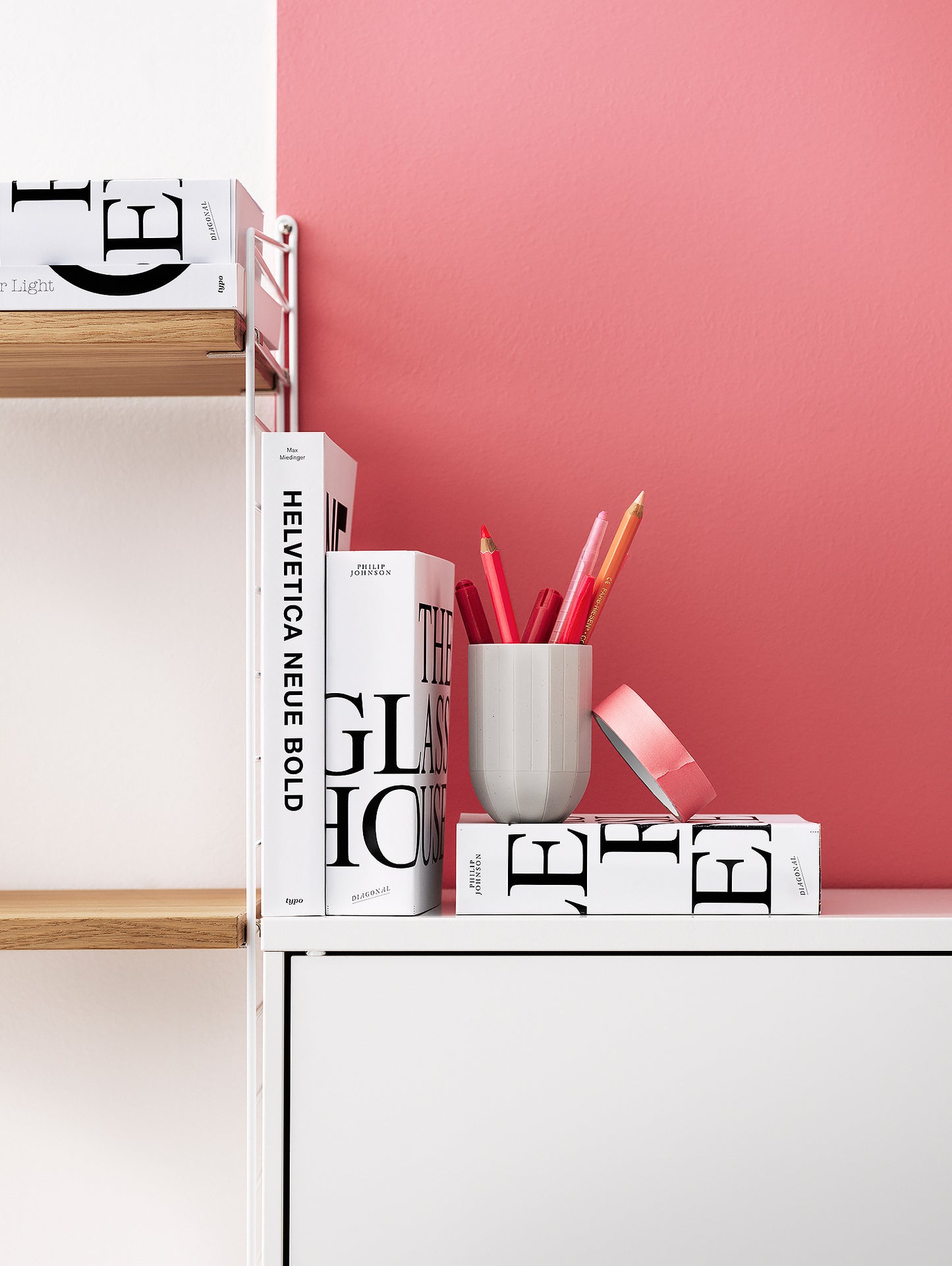 String System Cabinet with Swing Doors - White