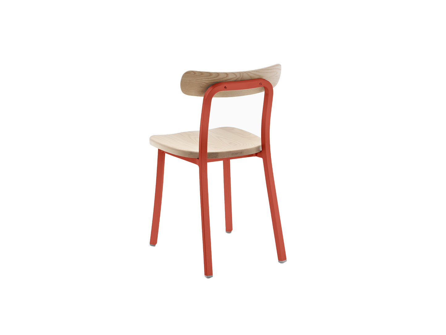Utility Side Chair by Emeco - Coral Orange Powder Coated Aluminium Frame / Ash