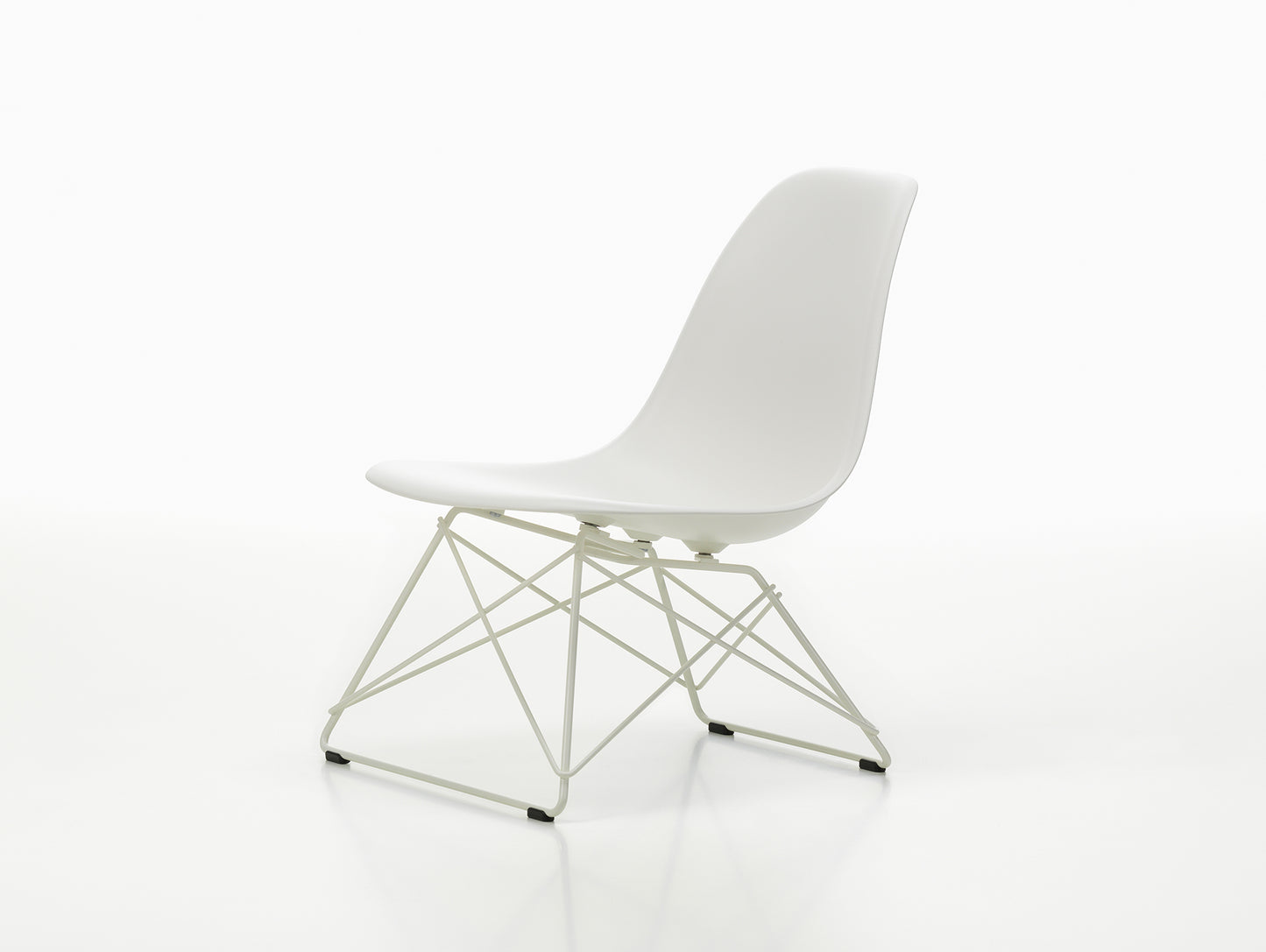 Eames LSR Plastic Side Chair by Vitra - White / White Wire Base