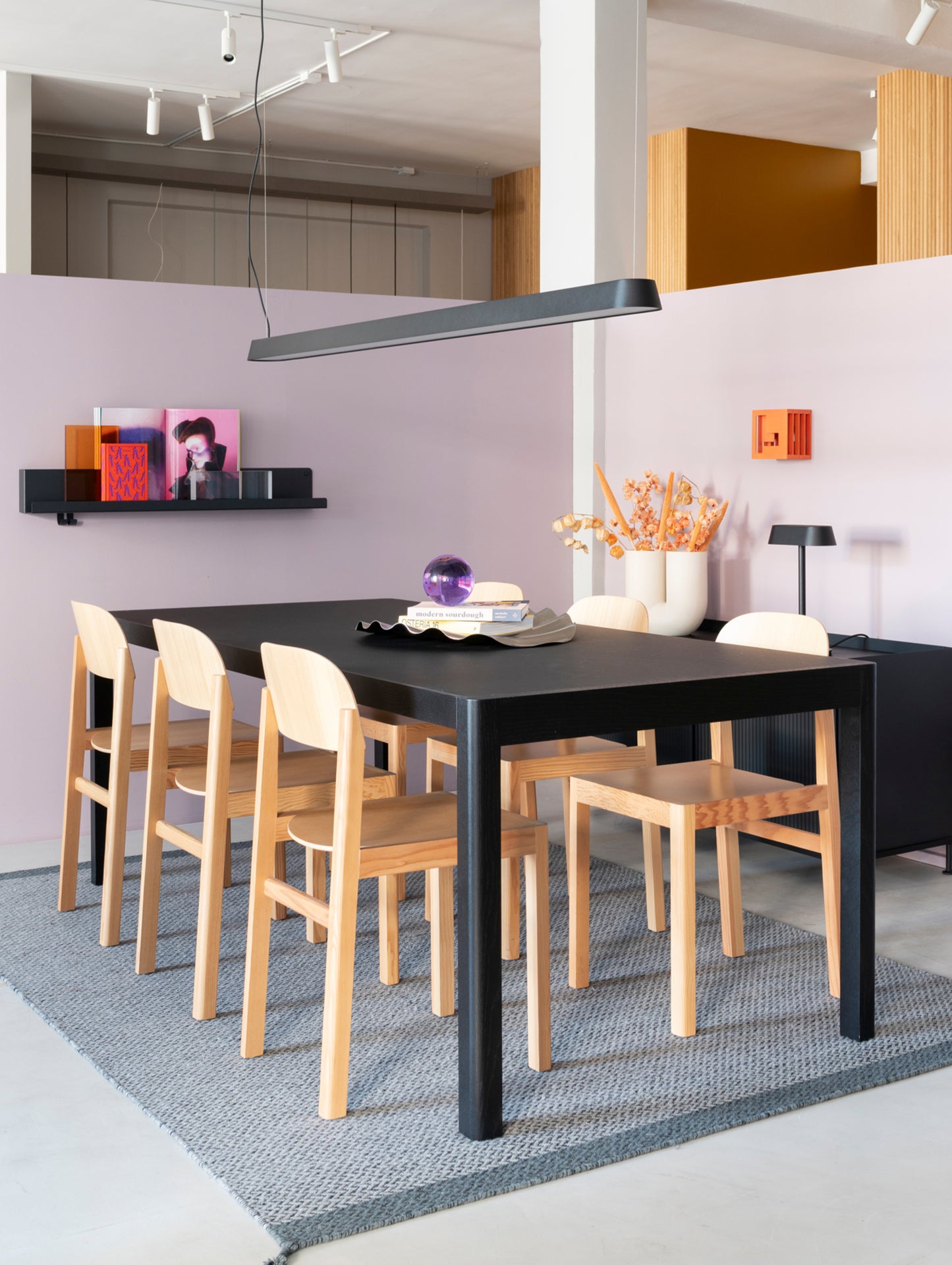 Black Linoleum Top with Black Lacquered Oak Base
