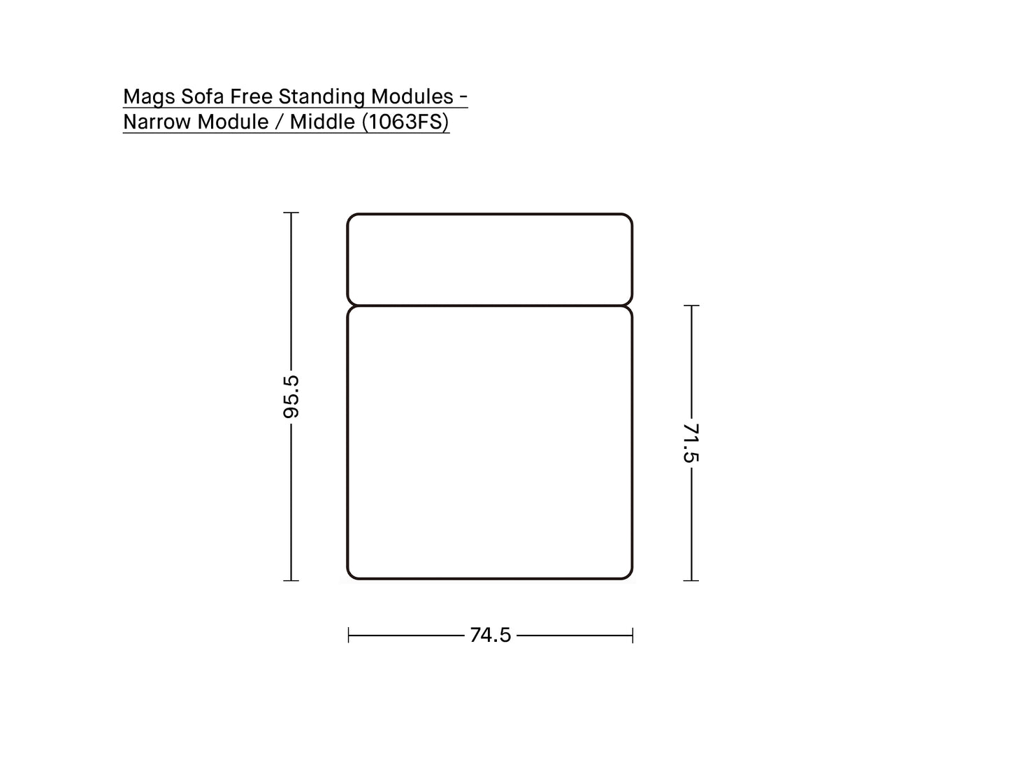 Mags Sofa - Free Standing Modules by HAY - Narrow Module / Middle (1063FS)