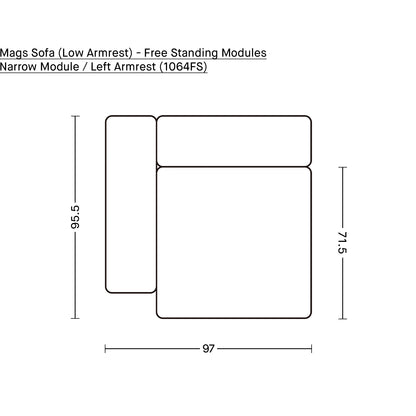 Mags Sofa (Low Armrest) - Free Standing Modules by HAY / Narrow Module / Left Armrest (1064FS)