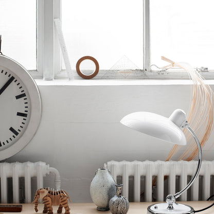 Kaiser Idell Luxus Table Lamp by Fritz Hansen - High Gloss White Shade with Chrome Base