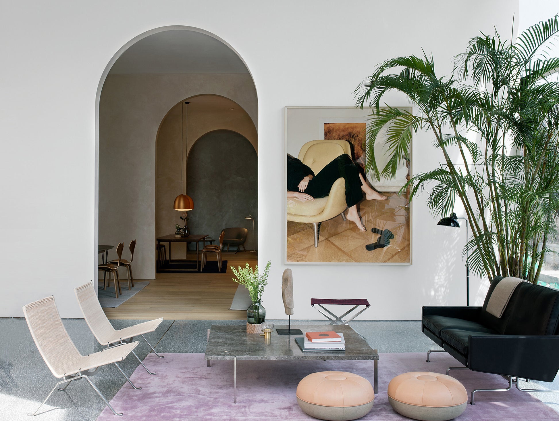 PK61A Coffee Table by Fritz Hansen - Grey Brown Marble Honed