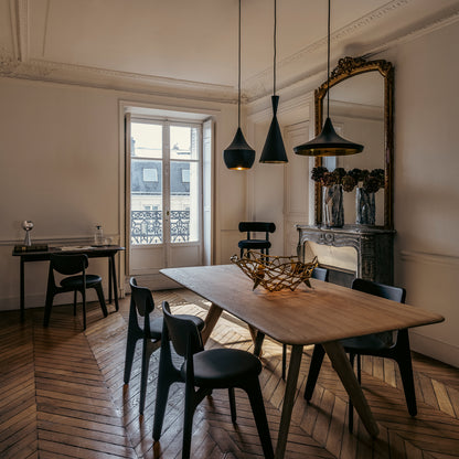 Slab Dining Chair Upholstered by Tom Dixon - Black Lacquered Oak / Black Leather