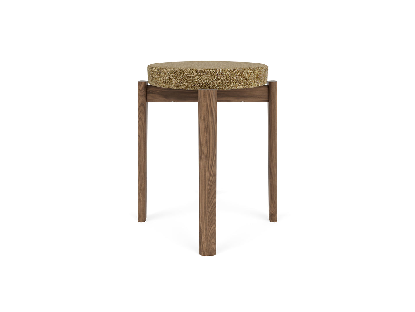 Passage Stool Upholstered by Audo Copenhagen - Walnut Base / Barnum Boucle Gold  05