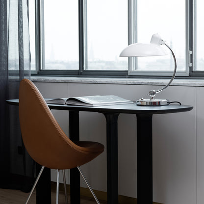 Drop Dining Chair 3110 by Fritz Hansen - Walnut Grace Leather / Chromed Steel