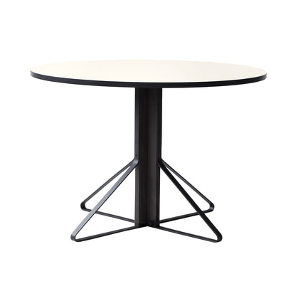 Kaari Table Round by Artek - Tabletop Diameter: 110 cm (REB 004) / White Gloss HPL Tabletop / Black Lacquered Oak Base