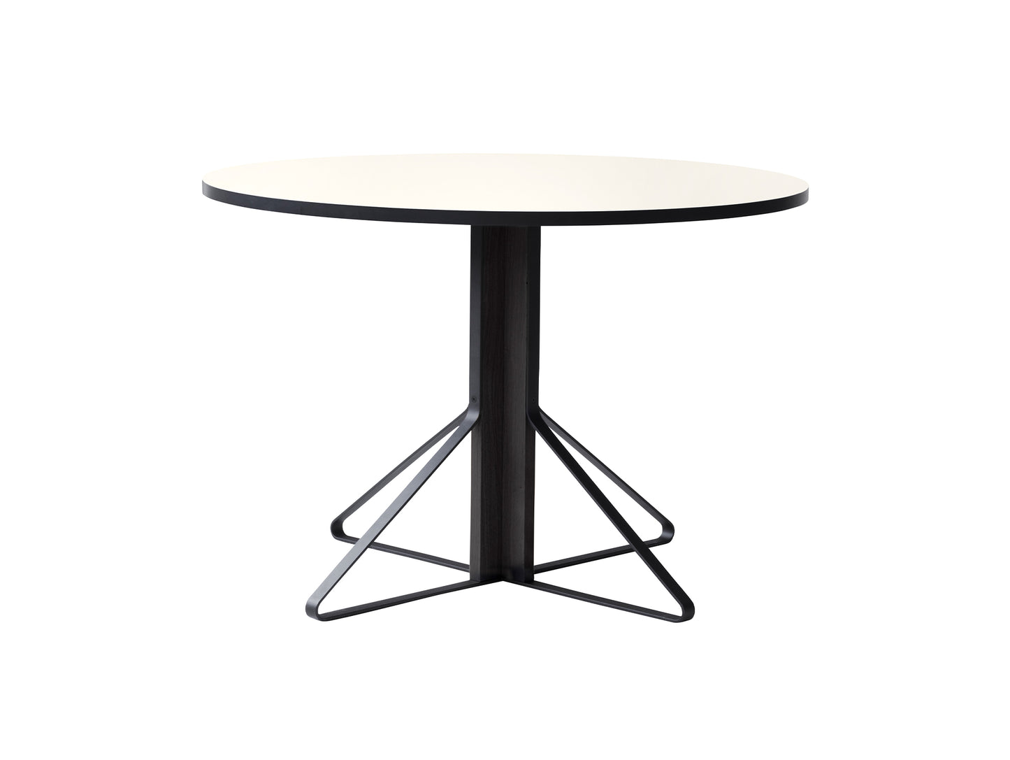 Kaari Table Round by Artek - Tabletop Diameter: 110 cm (REB 004) / White Gloss HPL Tabletop / Black Lacquered Oak Base