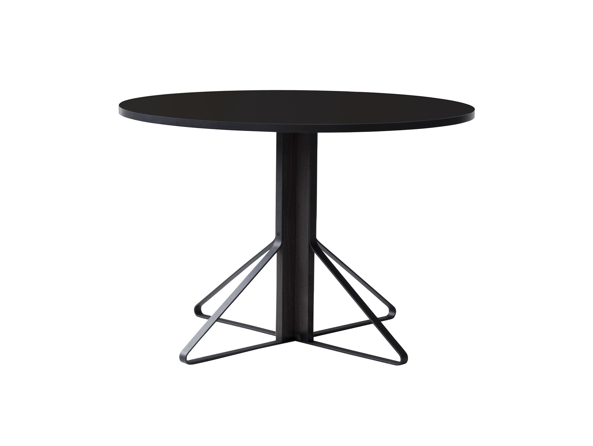 Kaari Table Round by Artek - Tabletop Diameter: 110 cm (REB 004) / Black Gloss HPL Tabletop / Black Lacquered Oak Base