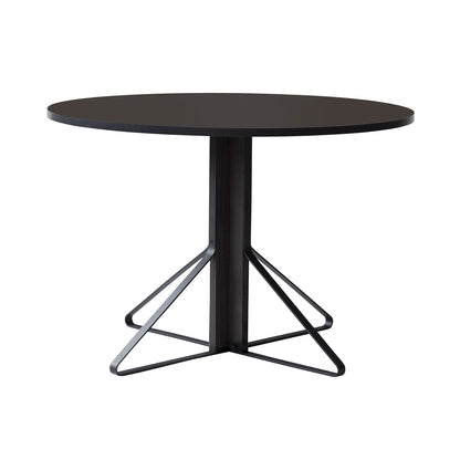 Kaari Table Round by Artek - Tabletop Diameter: 110 cm (REB 004) / Linoleum Black Tabletop / Black Lacquered Oak Base