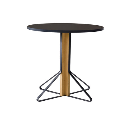 Kaari Table Round by Artek - Tabletop Diameter: 80 cm (REB 003) / Linoleum Black Tabletop / Natural Oak Base
