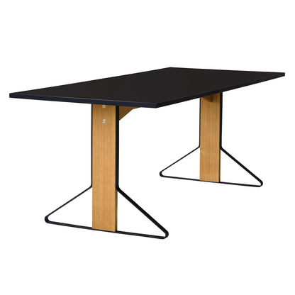 Kaari Table Rectangular by Artek - 200 x 85 cm (REB 001) / Black Gloss HPL Tabletop / Natural Oak Base