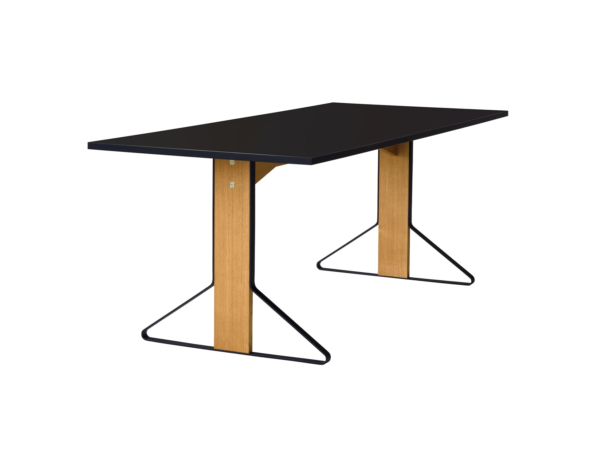 Kaari Table Rectangular by Artek - 200 x 85 cm (REB 001) / Black Gloss HPL Tabletop / Natural Oak Base