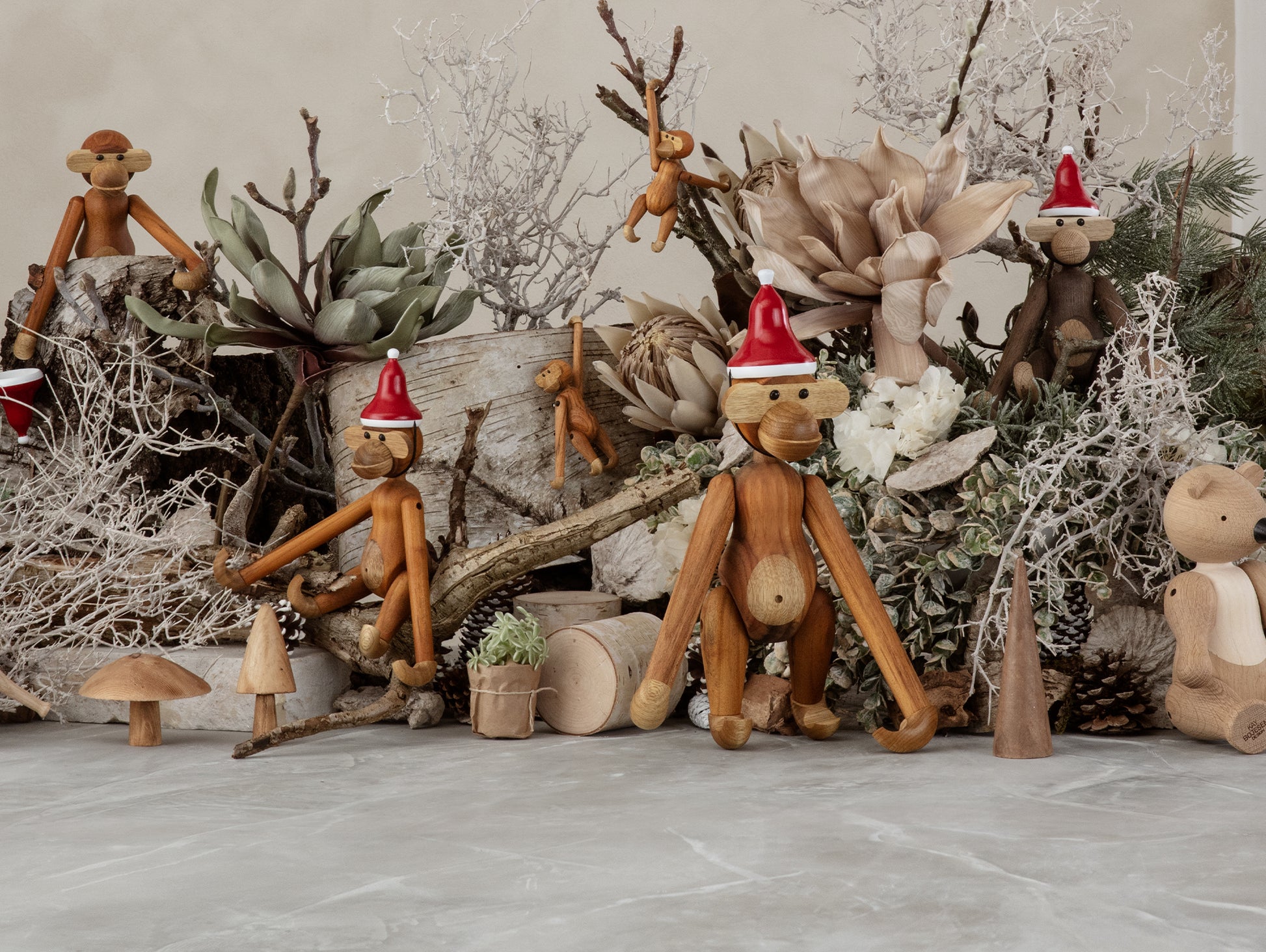 Santa's Cap for Wooden Monkey by Kay Bojesen