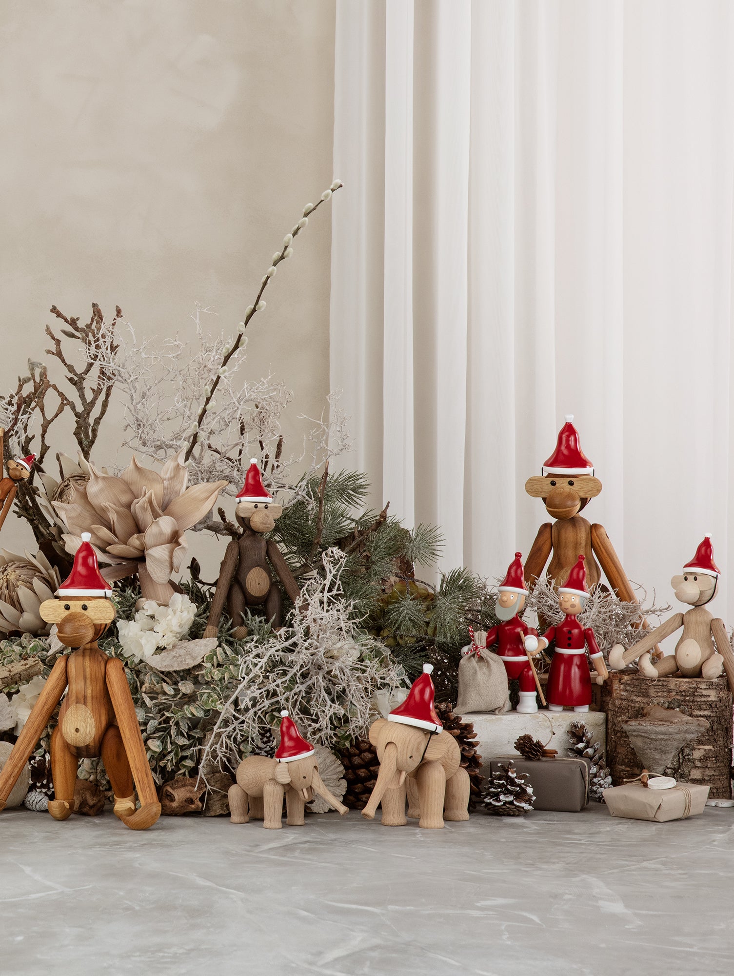 Santa's Cap for Wooden Monkey by Kay Bojesen
