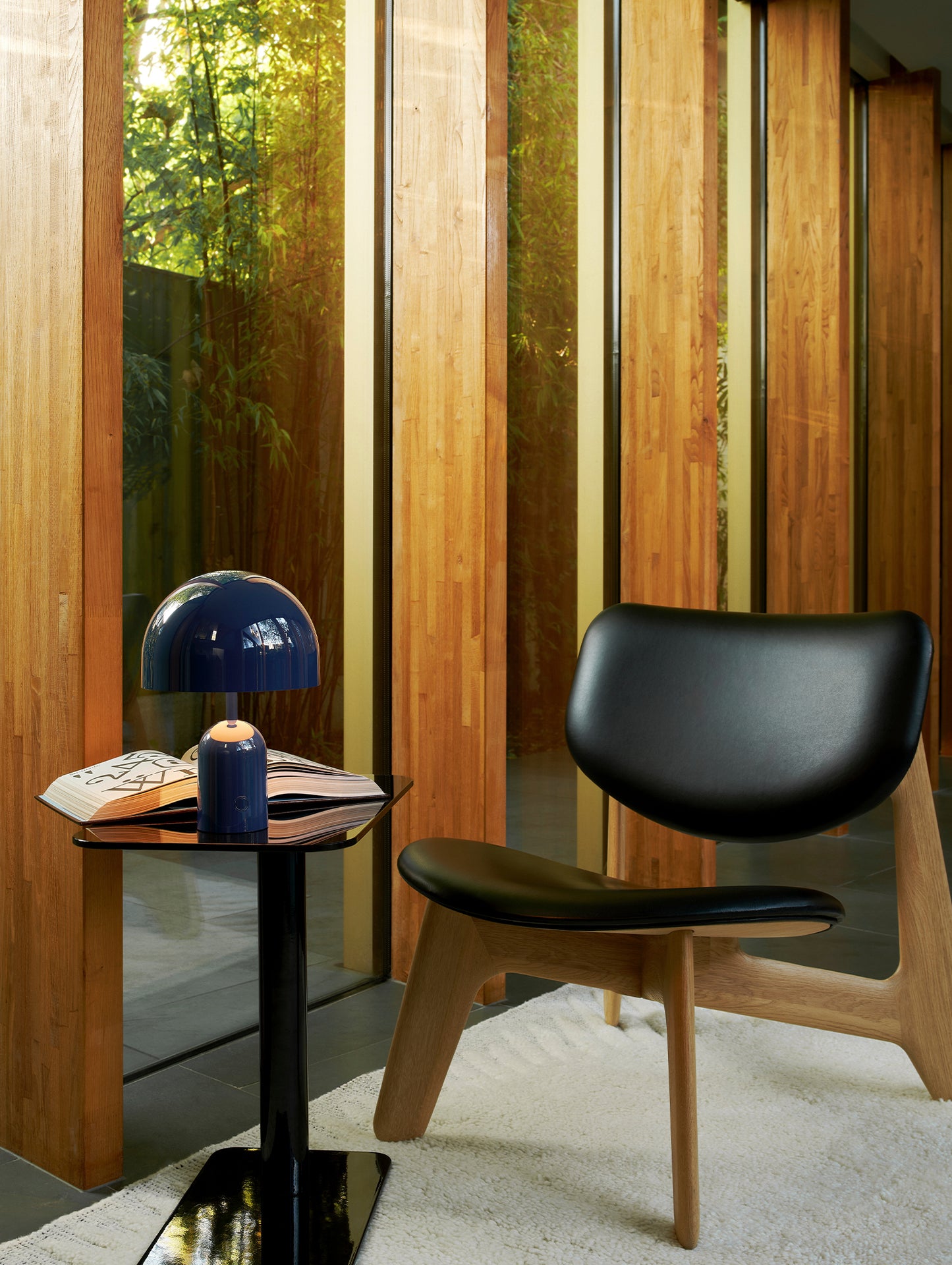 Slab Lounge Chair by Tom Dixon - Natural Oak / Leather Black