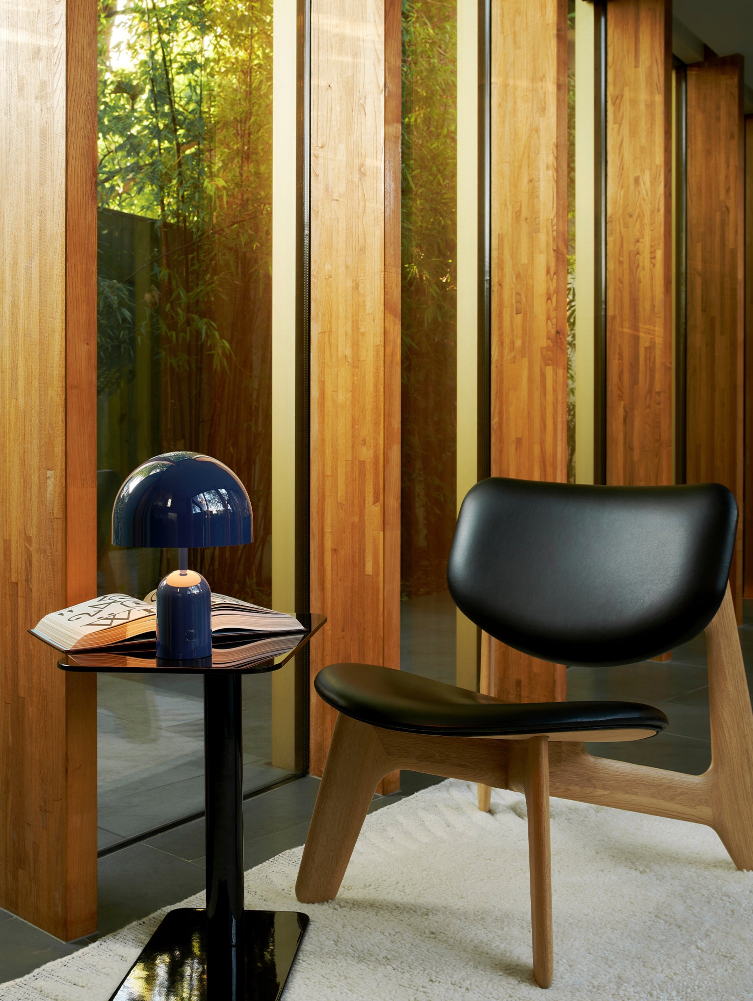 Slab Lounge Chair by Tom Dixon - Natural Oak / Leather Black