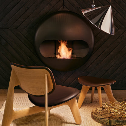 Slab Lounge Chair by Tom Dixon - Natural Oak / Leather Choko