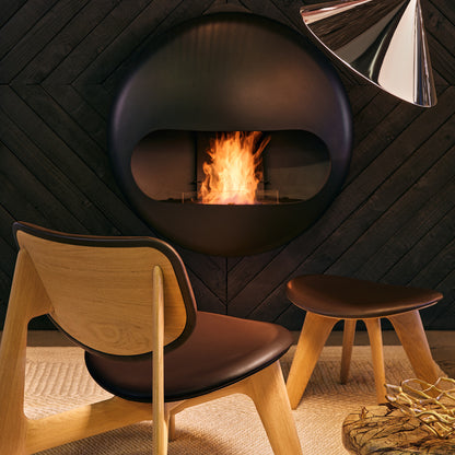 Slab Lounge Chair by Tom Dixon - Natural Oak / Leather Choko