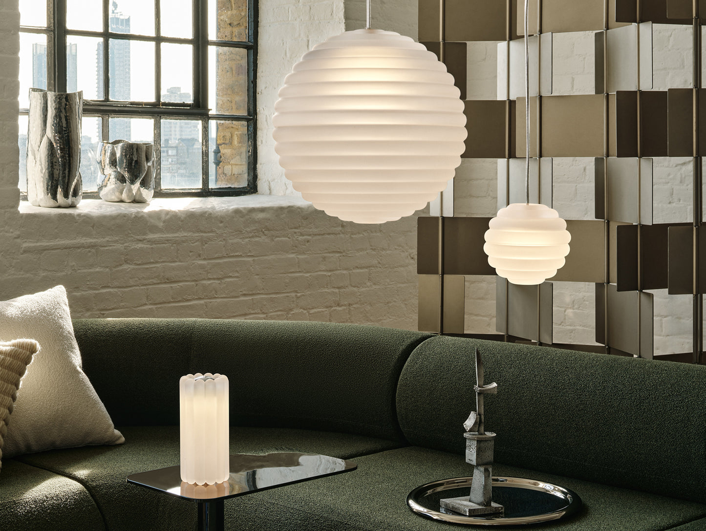 Press Sphere LED Pendant Light (Frosted) by Tom Dixon
