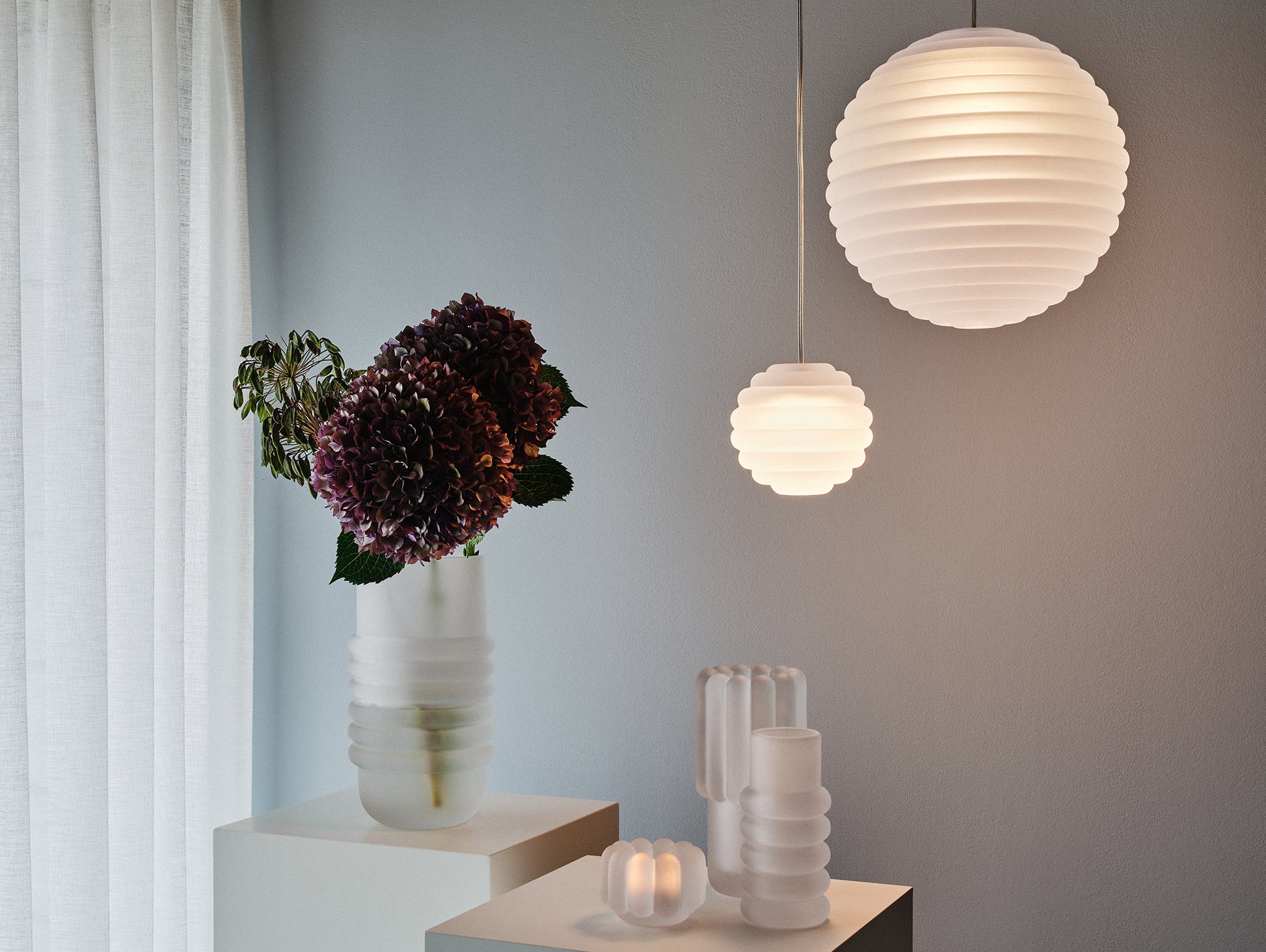 Press Sphere LED Pendant Light (Frosted) by Tom Dixon